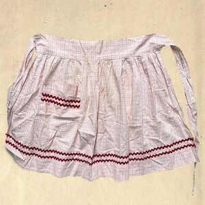 Vintage 1950s Pink Geometric Ric-Rac Apron - One Size / OS